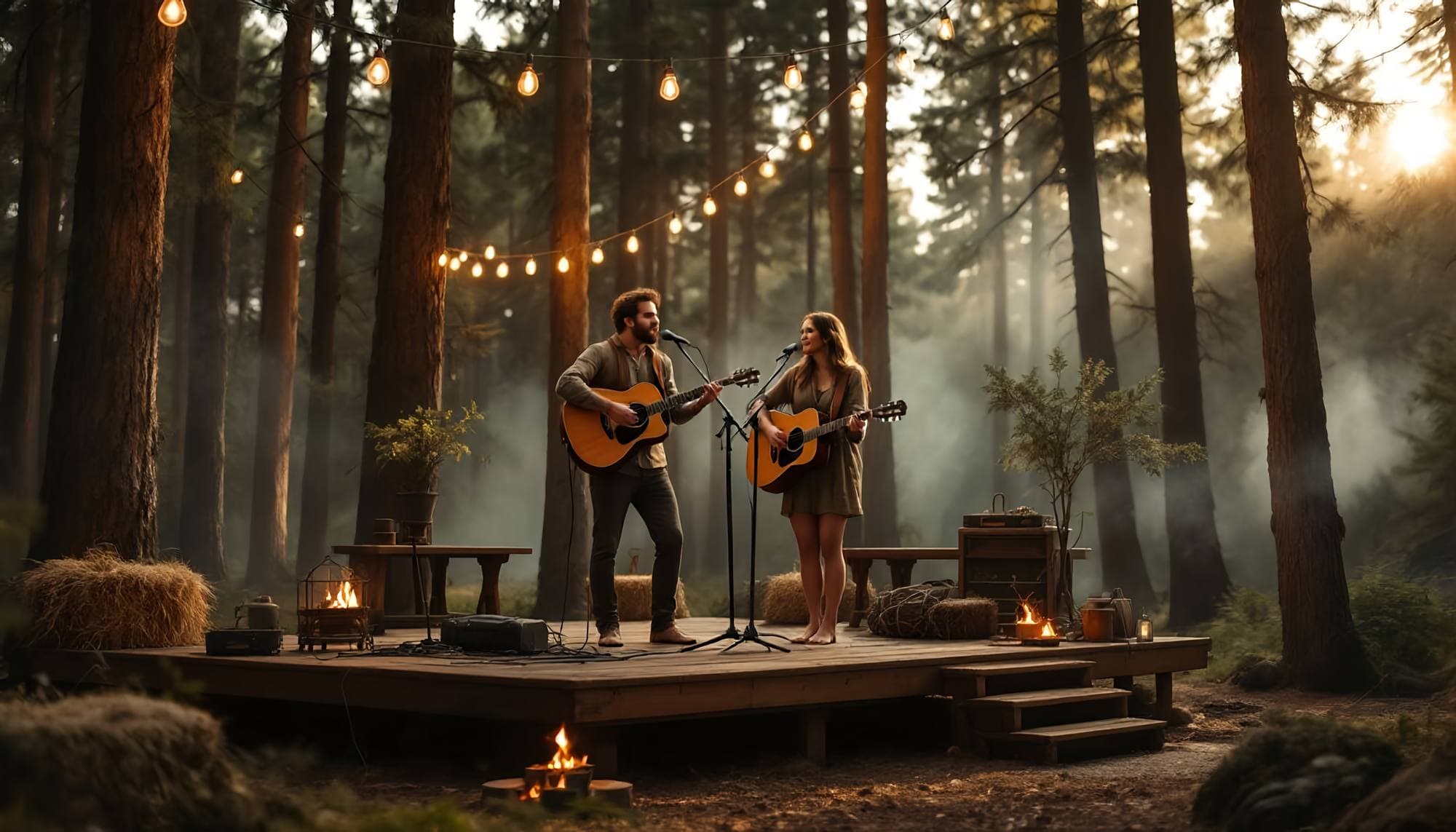 Intimate acoustic performance in forest setting